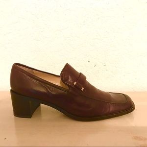 GUCCI CLASSIC BROWN HEELED LOAFER/GOLD HARDWARE 8